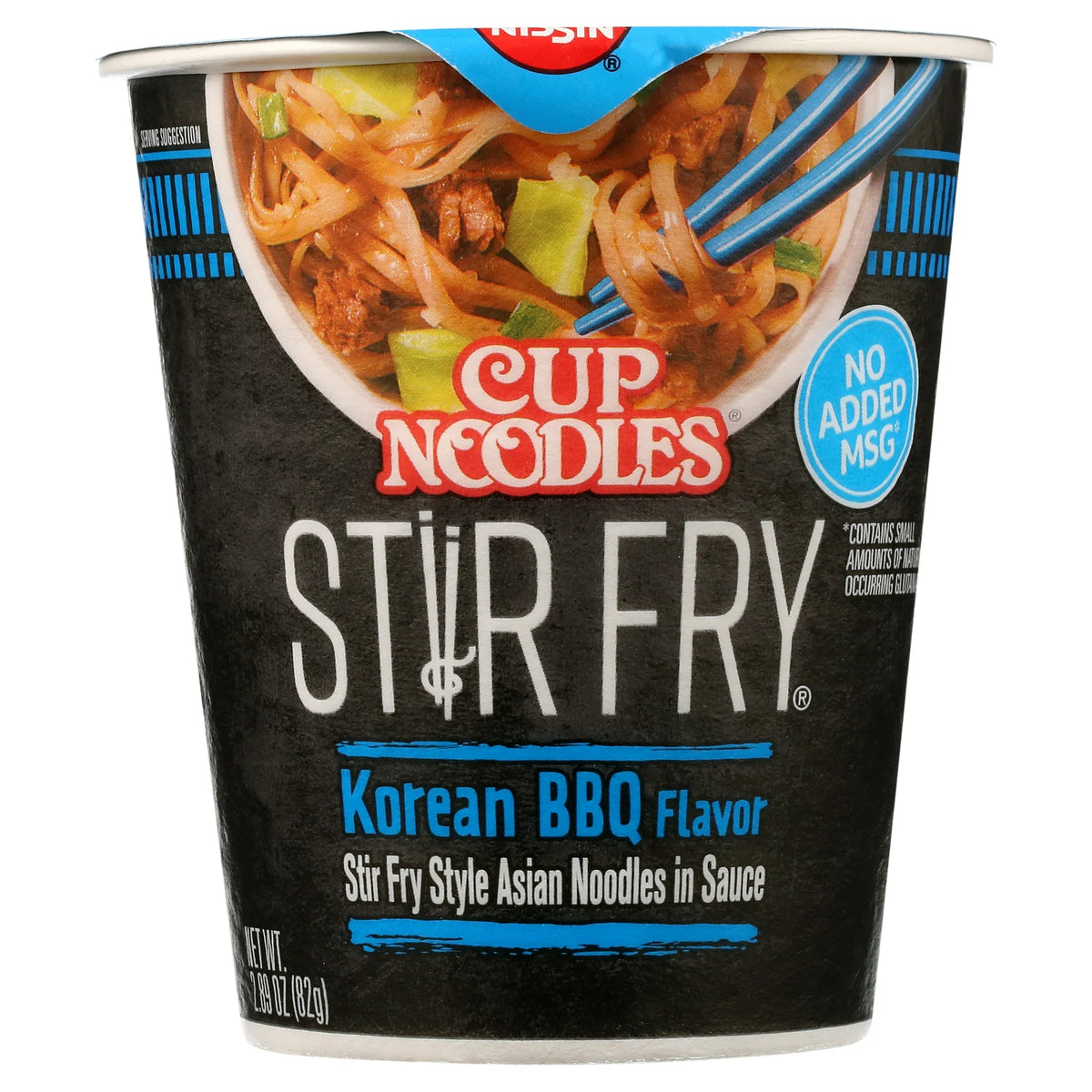 Nissin Foods Cup Noodles Stir Fry Ramen Noodles, Korean BBQ Flavor, 2.89 oz Cup, Shelf-Stable