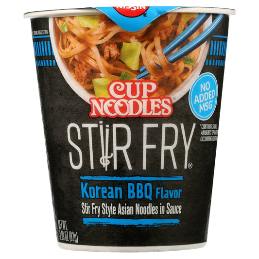 Nissin Foods Cup Noodles Stir Fry Ramen Noodles, Korean BBQ Flavor, 2.89 oz Cup, Shelf-Stable