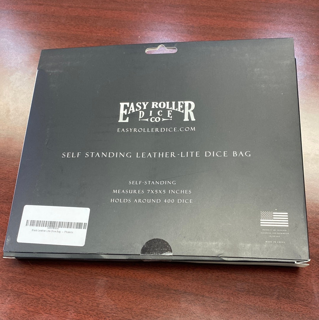 Black Leather Lite Dice Bag - Phoenix - Easy Roller Dice Co